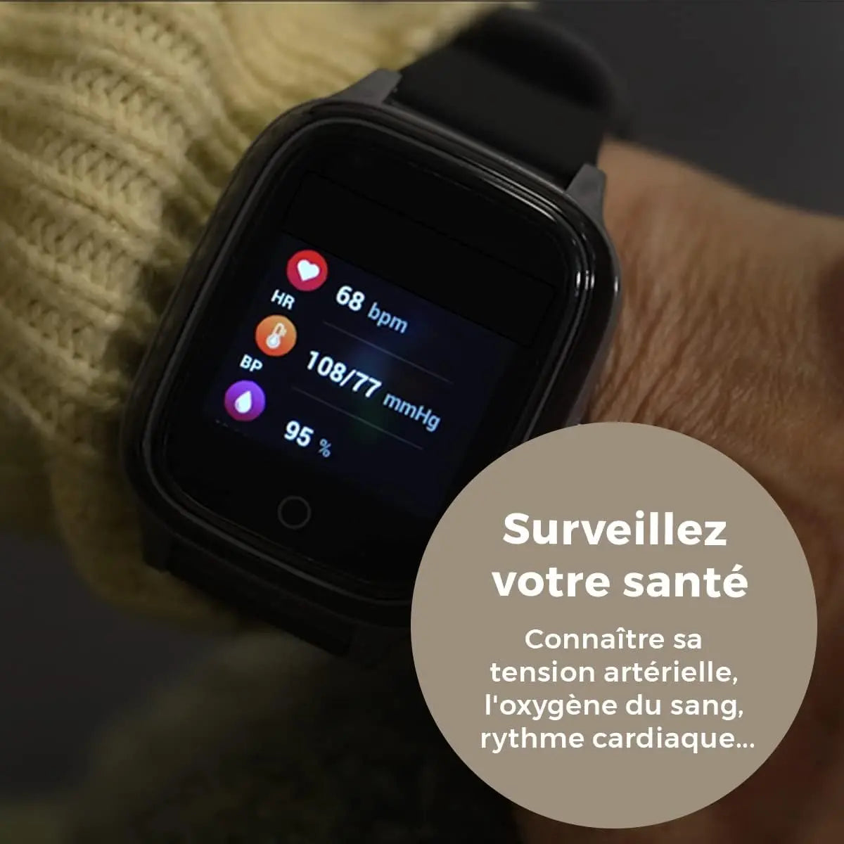 SaveFamily Senior Montre de localisation GPS pour personnes âgées, appels, avertissement de chute, bouton SOS, rappel des médicaments, rythme cardiaque Marque espagnole et application propre