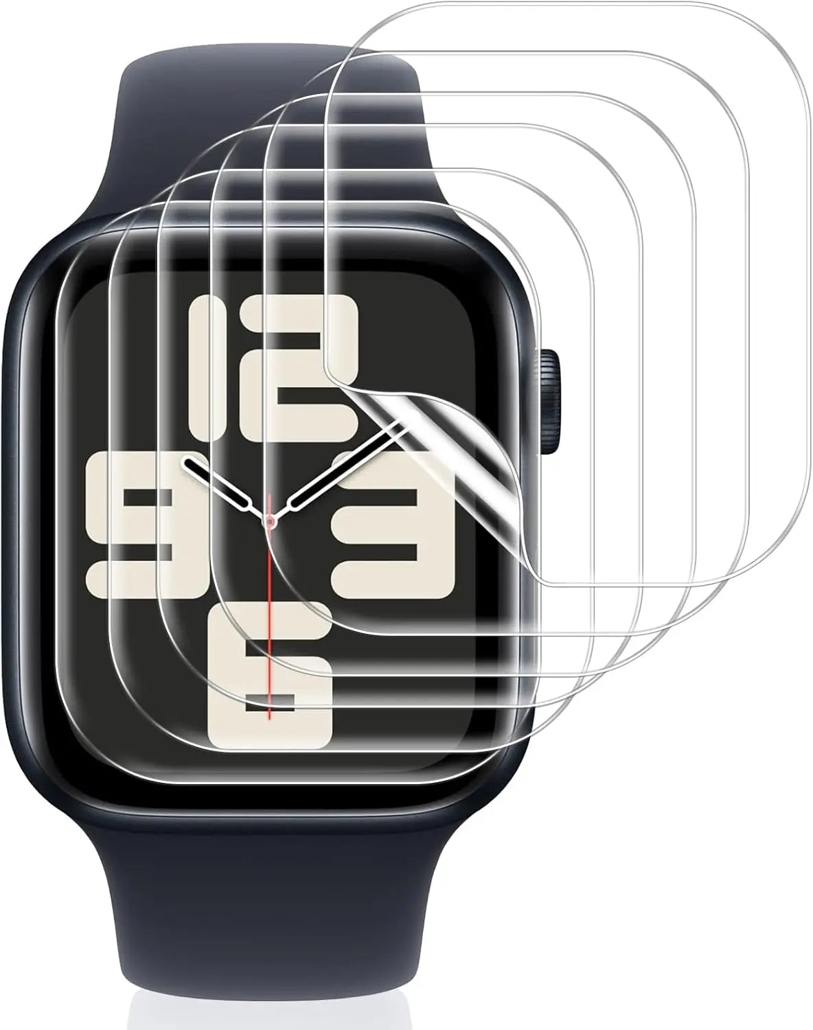 Vauki 6 Pièces Protection Écran pour Apple Watch SE 44mm (2022/2020) /Series 6/5/4 44mm Verre Trempé,HD Transparent Sans Bulles Silicone Ultra-Mince TPU Souple Film Protecteur Installation Facile