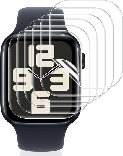 Vauki 6 Pièces Protection Écran pour Apple Watch SE 44mm (2022/2020) /Series 6/5/4 44mm Verre Trempé,HD Transparent Sans Bulles Silicone Ultra-Mince TPU Souple Film Protecteur Installation Facile