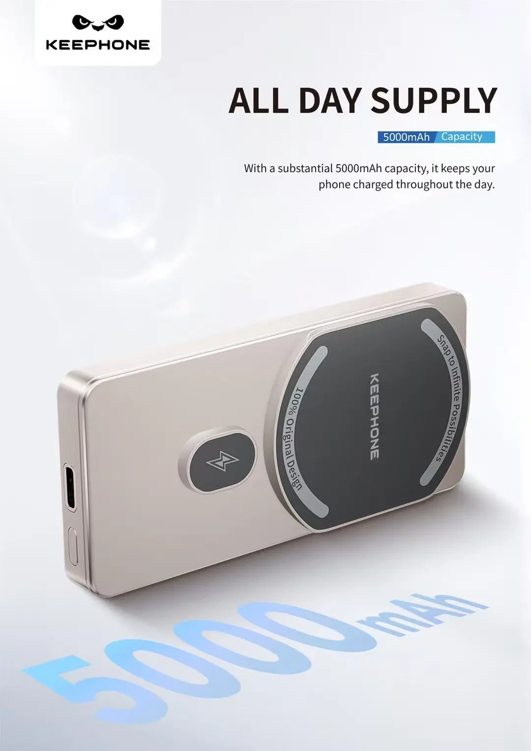 Batterie de secours Magnétique CUBE 5000Mah Voltshop