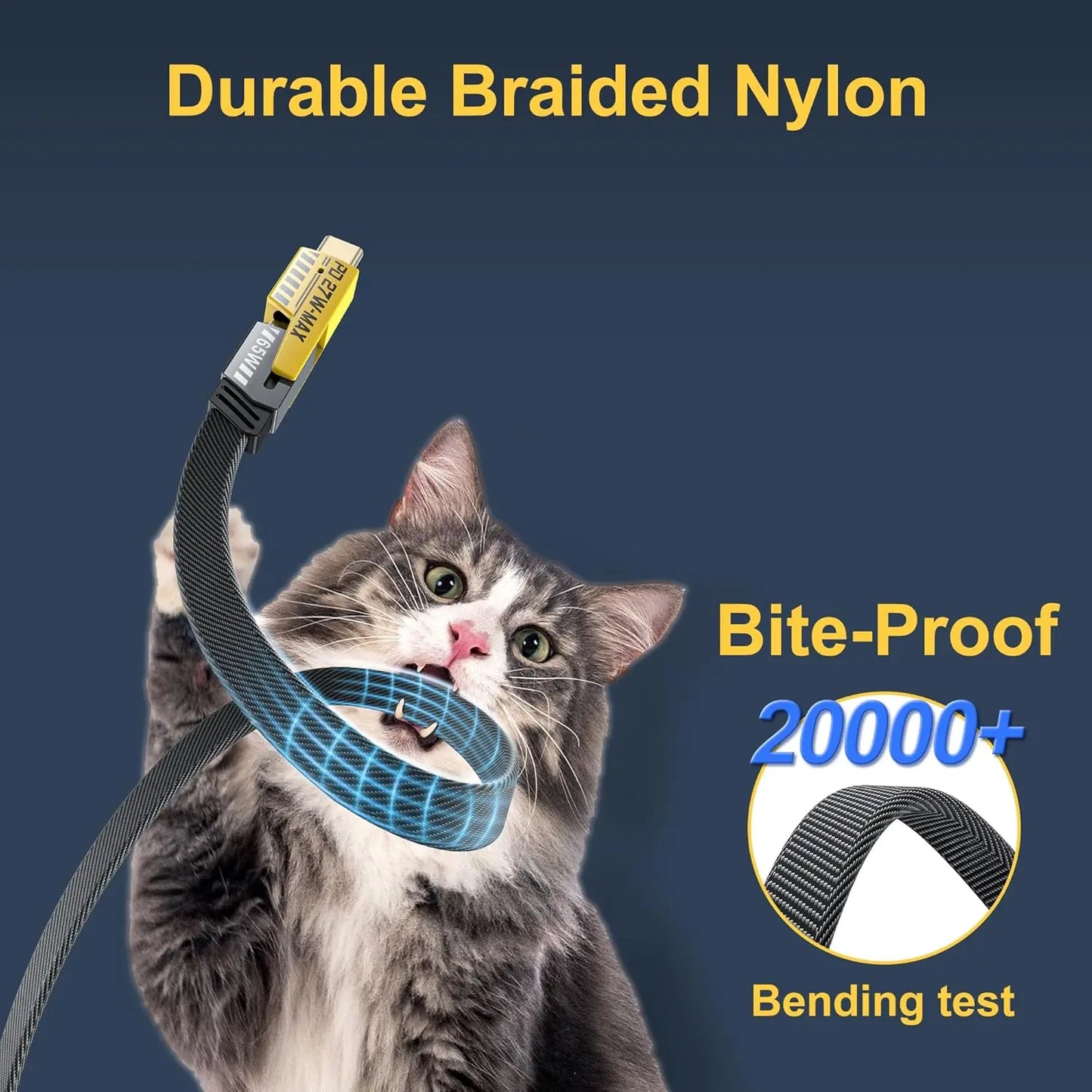 NOHON Cable Chargeur Multi USB 4 en 1 ：Universel Cable Multi Embout Charge Rapide, 1.2M Nylon USB Cable Chargement QC 65W/ PD 27W Cable Compatible avec iPhone Samsung Galaxy Huawei Google MacBook iPad