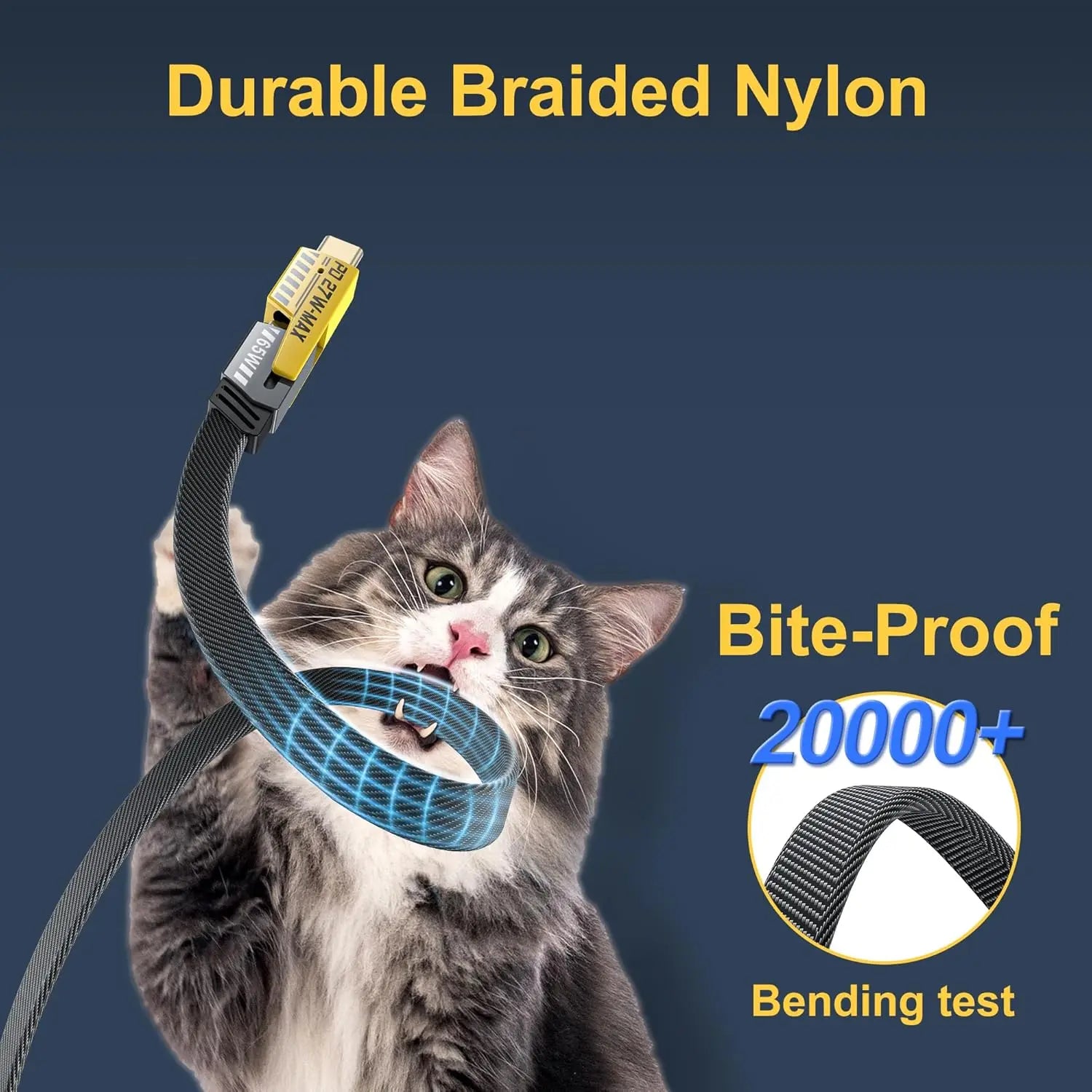 NOHON Cable Chargeur Multi USB 4 en 1 ：Universel Cable Multi Embout Charge Rapide, 1.2M Nylon USB Cable Chargement QC 65W/ PD 27W Cable Compatible avec iPhone Samsung Galaxy Huawei Google MacBook iPad