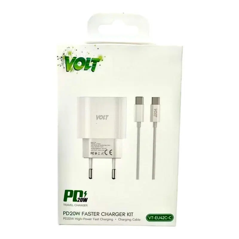 Chargeur rapide PD 20W + câble type-C vers type-C VOLT Voltshop