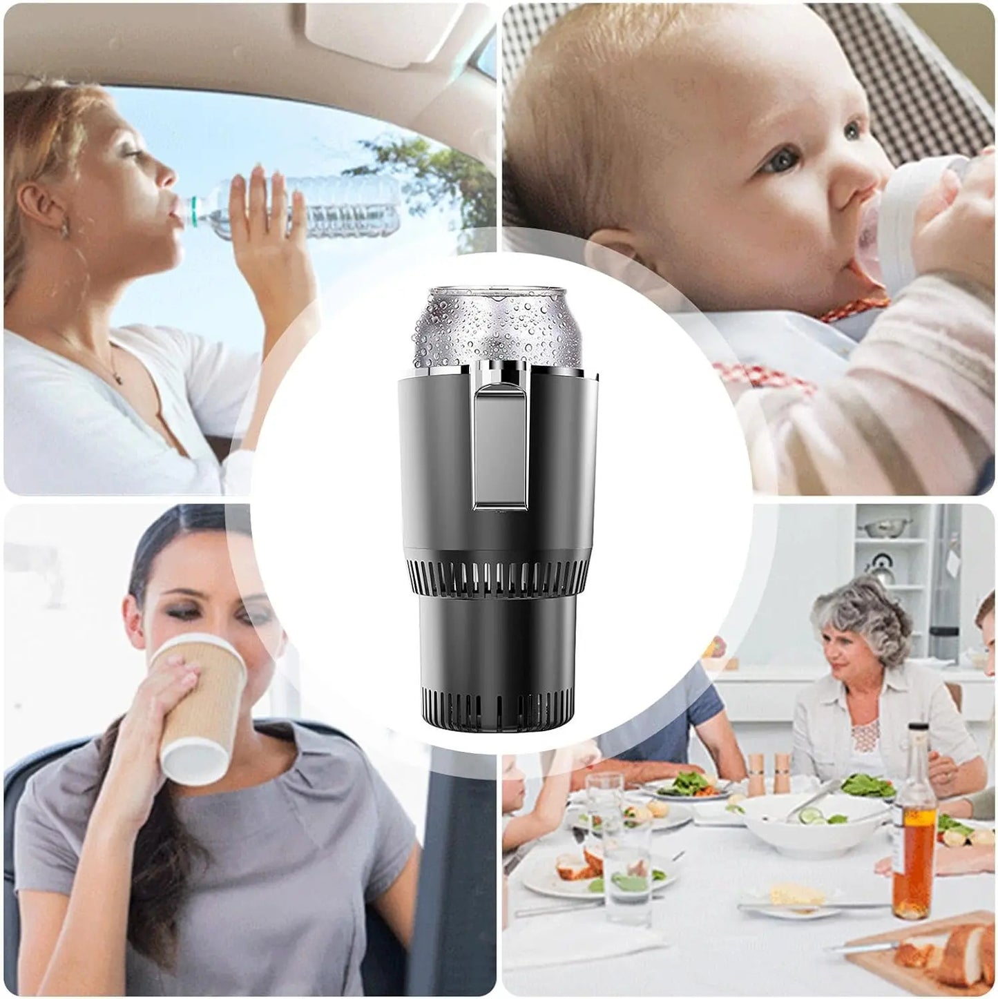 Lesunbak Chauffe-café pour Voiture, Porte-gobelets Automobiles - Chauffe-café et Refroidisseur d'eau 2 en 1,Extenseur de Tasse de Voiture antidérapant, Porte-Boisson de Voiture, Porte-Bouteille d'eau