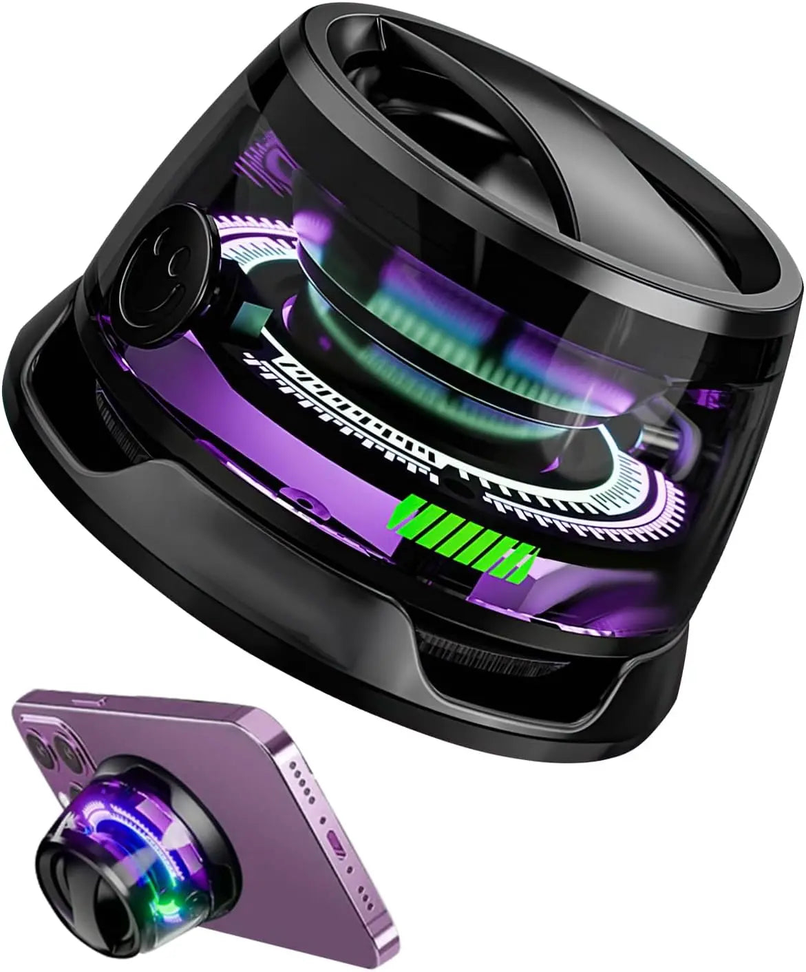 Qaum Enceinte Bluetooth magnétique G200 rechargeable portable sans fil avec câble pour voyage, extérieur, jeux de voiture, lumière colorée multi-RVB, Bluetooth 5.3, fonction support de téléphone