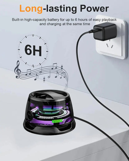 Qaum Enceinte Bluetooth magnétique G200 rechargeable portable sans fil avec câble pour voyage, extérieur, jeux de voiture, lumière colorée multi-RVB, Bluetooth 5.3, fonction support de téléphone