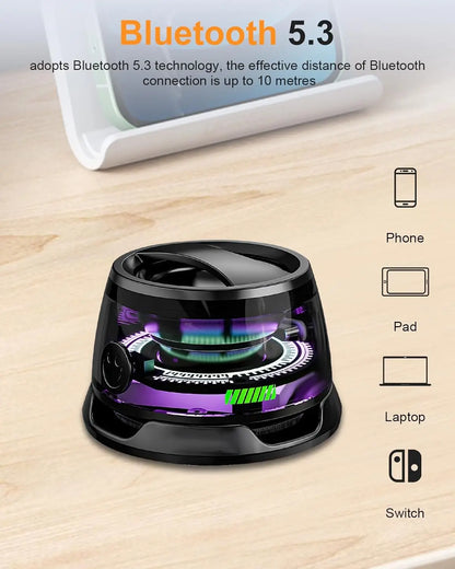 Qaum Enceinte Bluetooth magnétique G200 rechargeable portable sans fil avec câble pour voyage, extérieur, jeux de voiture, lumière colorée multi-RVB, Bluetooth 5.3, fonction support de téléphone
