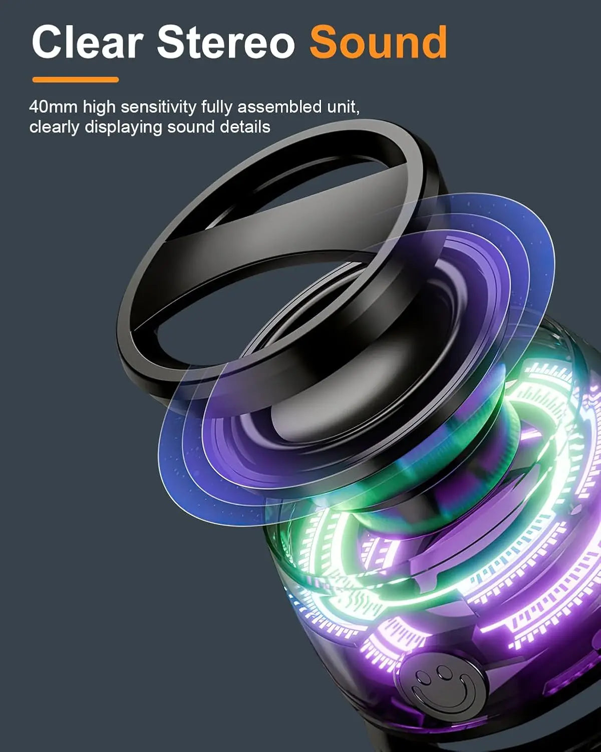 Qaum Enceinte Bluetooth magnétique G200 rechargeable portable sans fil avec câble pour voyage, extérieur, jeux de voiture, lumière colorée multi-RVB, Bluetooth 5.3, fonction support de téléphone