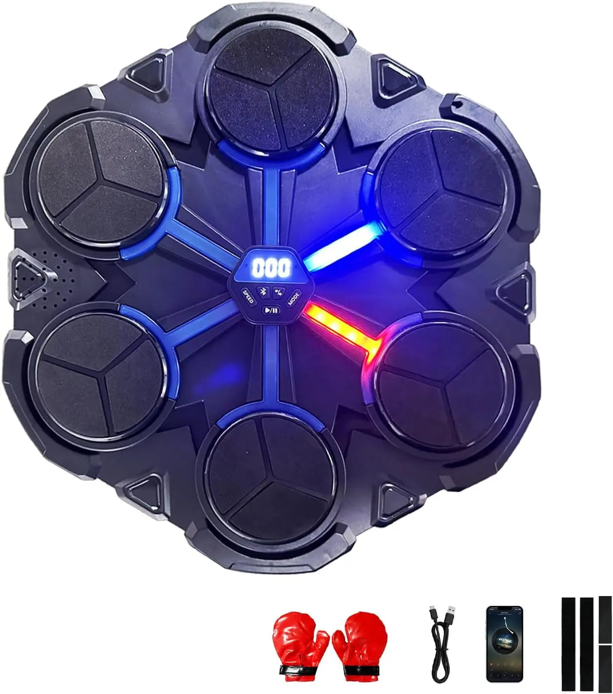 Machine de Boxe Musicale, Modèle Amélioré Bluetooth Intelligent Mural Music Boxing Machine, Vitesse Réglable, Gants Inclus, pour L'EntraîNement de Boxe des Enfants et des Adultes à la Maison
