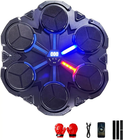 Machine de Boxe Musicale, Modèle Amélioré Bluetooth Intelligent Mural Music Boxing Machine, Vitesse Réglable, Gants Inclus, pour L'EntraîNement de Boxe des Enfants et des Adultes à la Maison