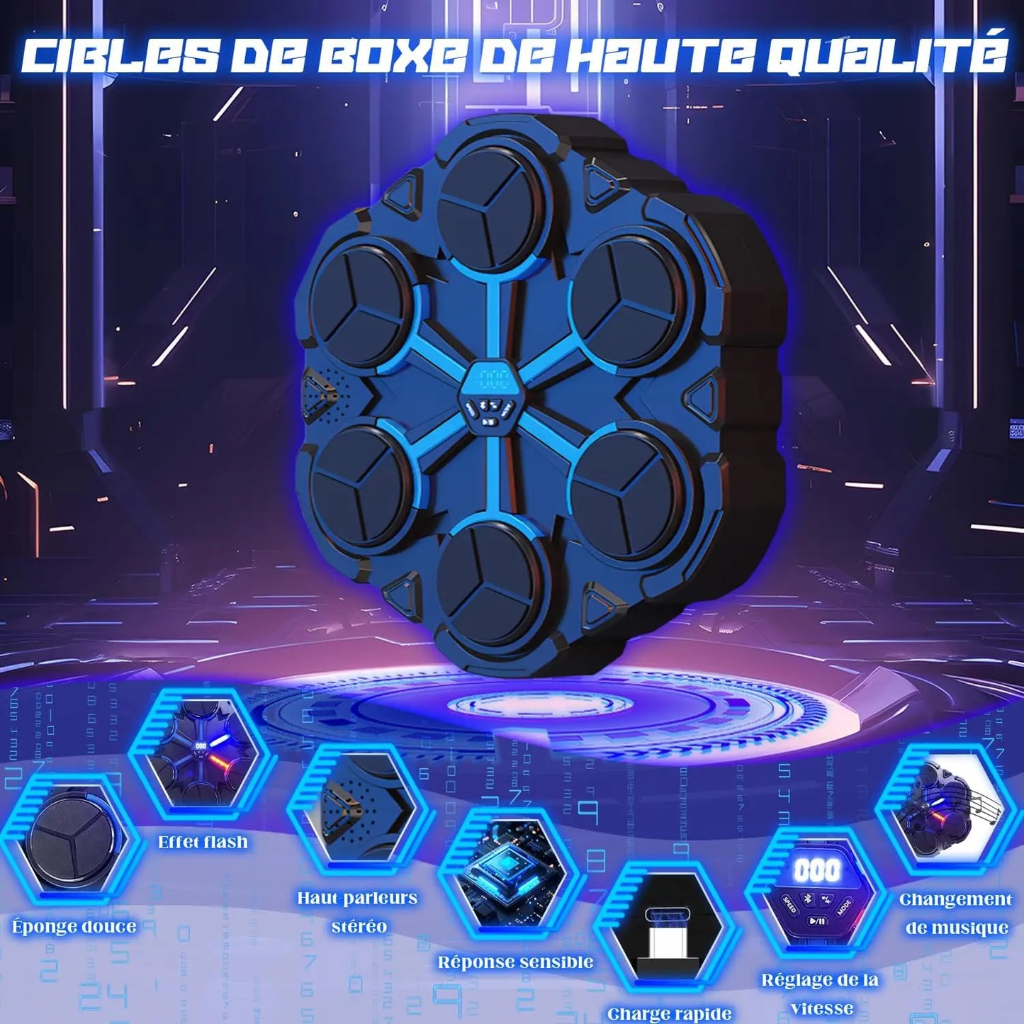 Machine de Boxe Musicale, Modèle Amélioré Bluetooth Intelligent Mural Music Boxing Machine, Vitesse Réglable, Gants Inclus, pour L'EntraîNement de Boxe des Enfants et des Adultes à la Maison