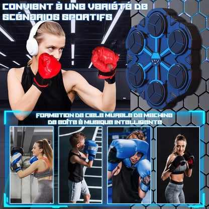 Machine de Boxe Musicale, Modèle Amélioré Bluetooth Intelligent Mural Music Boxing Machine, Vitesse Réglable, Gants Inclus, pour L'EntraîNement de Boxe des Enfants et des Adultes à la Maison