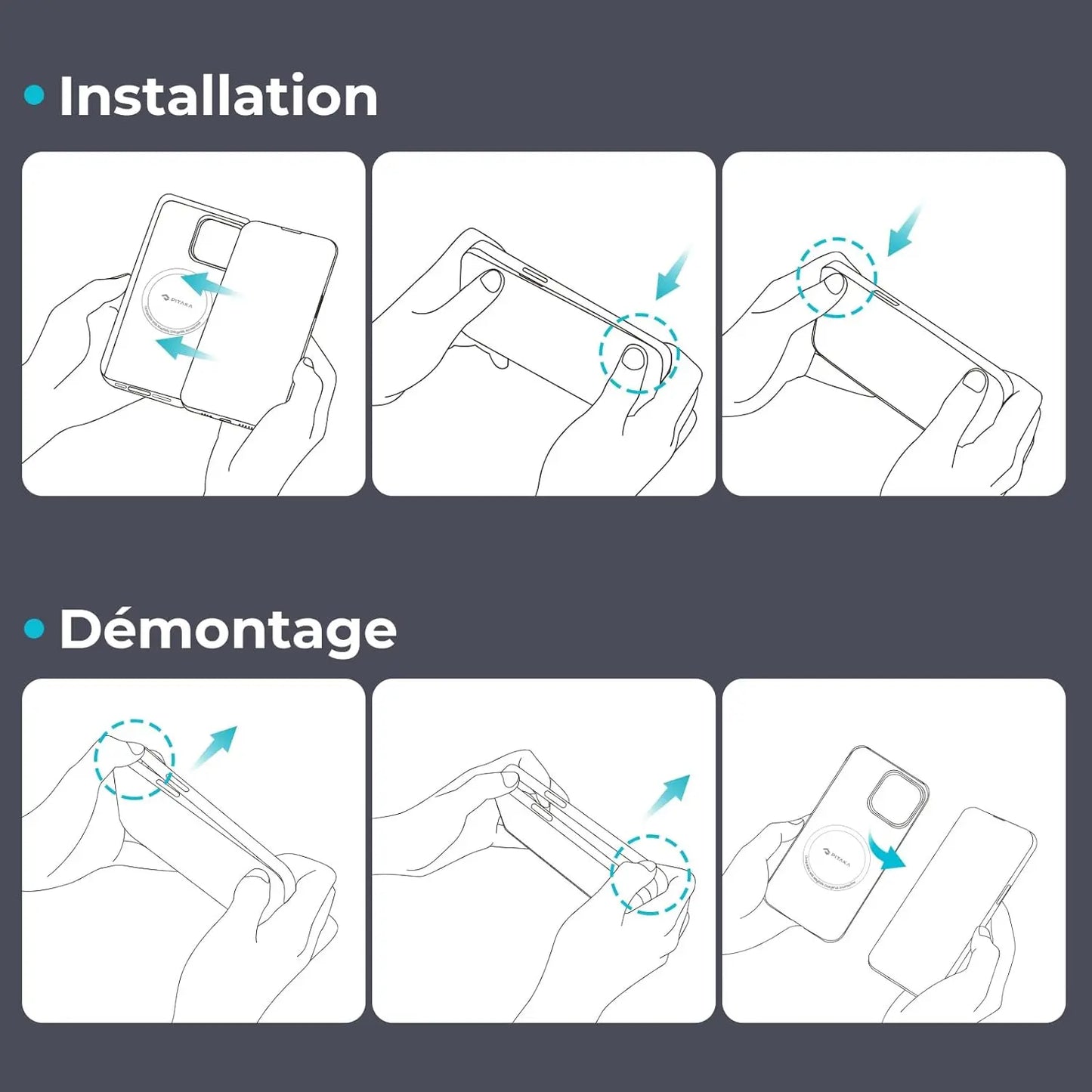 pitaka Coque pour iPhone 15 Pro Compatible avec Magsafe Housse de Magnétique avec Protection Antichoc Militaire Etui Fin en 1500D Fibre Aramide/TPU [MagEZ Case Pro 4] Noir/Gris