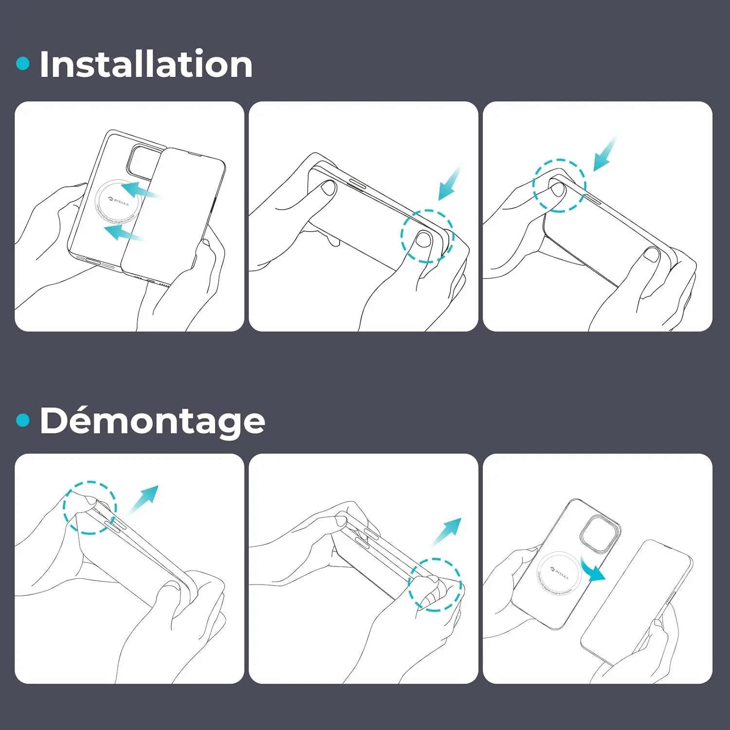 pitaka Coque pour iPhone 15 Pro Compatible avec Magsafe Housse de Magnétique avec Protection Antichoc Militaire Etui Fin en 1500D Fibre Aramide/TPU [MagEZ Case Pro 4] Noir/Gris