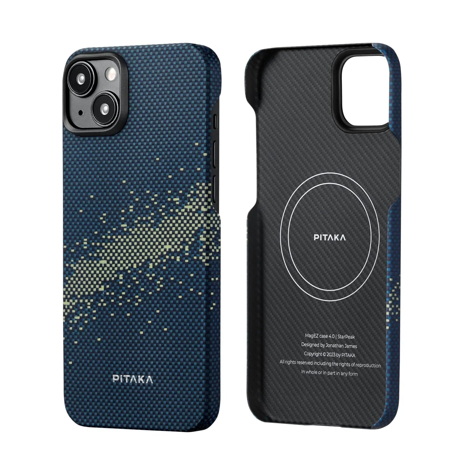 pitaka Coque pour iPhone 15 Pro Compatible avec Magsafe Housse de Magnétique avec Protection Antichoc Militaire Etui Fin en 1500D Fibre Aramide/TPU [MagEZ Case Pro 4] Noir/Gris