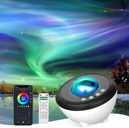 Projecteur Ciel Etoile, Projecteur Galaxie, projecteur de lumière étoilée Aurora de musique avec Bluetooth,télécommande,App,Machine à sons,projecteur de lumière du ciel Veilleuse pour enfants adults
