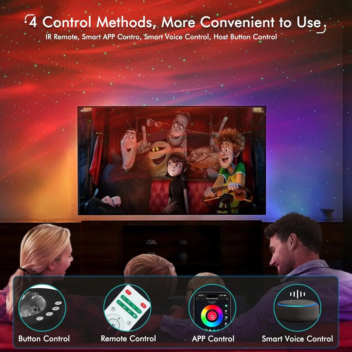 Projecteur Ciel Etoile, Projecteur Galaxie, projecteur de lumière étoilée Aurora de musique avec Bluetooth,télécommande,App,Machine à sons,projecteur de lumière du ciel Veilleuse pour enfants adults