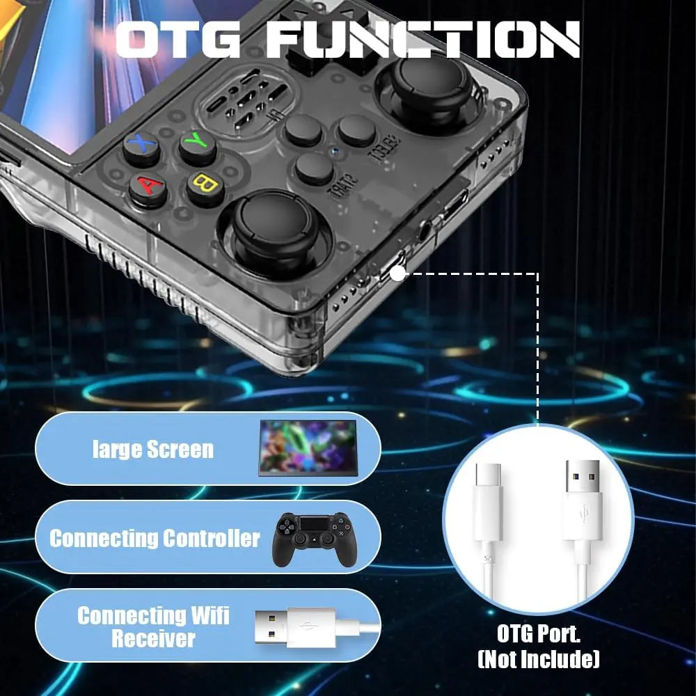 SGZIOO R36S Console de jeu portable, consoles de jeux portables avec système Linux open source, écran IPS de 3,5", carte TF 64G, plus de 15 000 jeux classiques intégrés, consoles de jeux portables