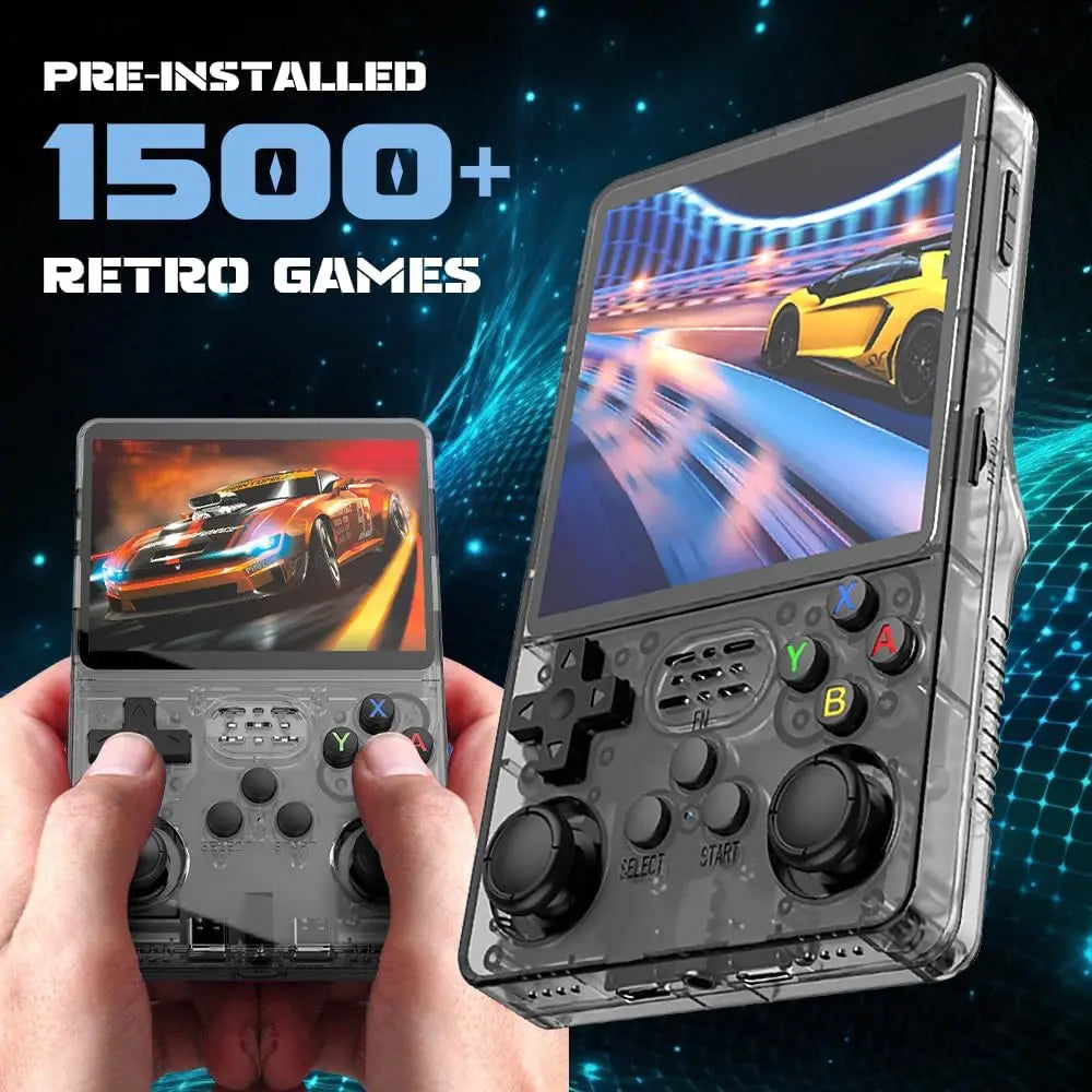 SGZIOO R36S Console de jeu portable, consoles de jeux portables avec système Linux open source, écran IPS de 3,5", carte TF 64G, plus de 15 000 jeux classiques intégrés, consoles de jeux portables