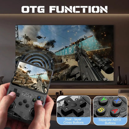 SGZIOO R36S Console de jeu portable, consoles de jeux portables avec système Linux open source, écran IPS de 3,5", carte TF 64G, plus de 15 000 jeux classiques intégrés, consoles de jeux portables