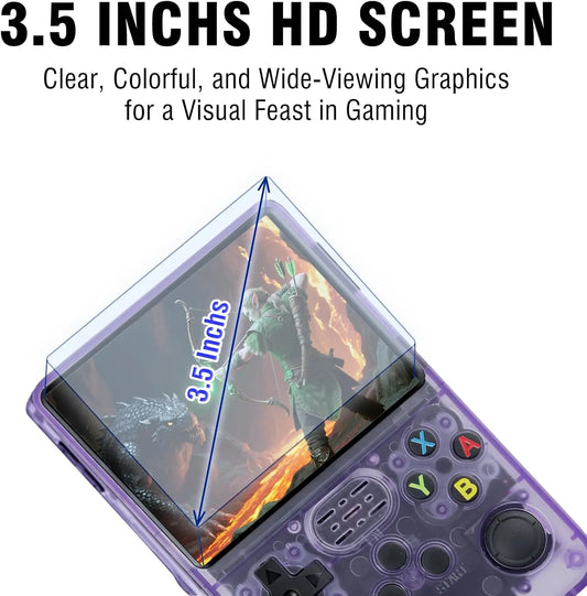 R36S Console de jeu portable avec écran de 3,5", système Linux open source et plus de 20 000 jeux, carte TF 64 Go intégrée - Expérience de jeu rétro ultime (violet)