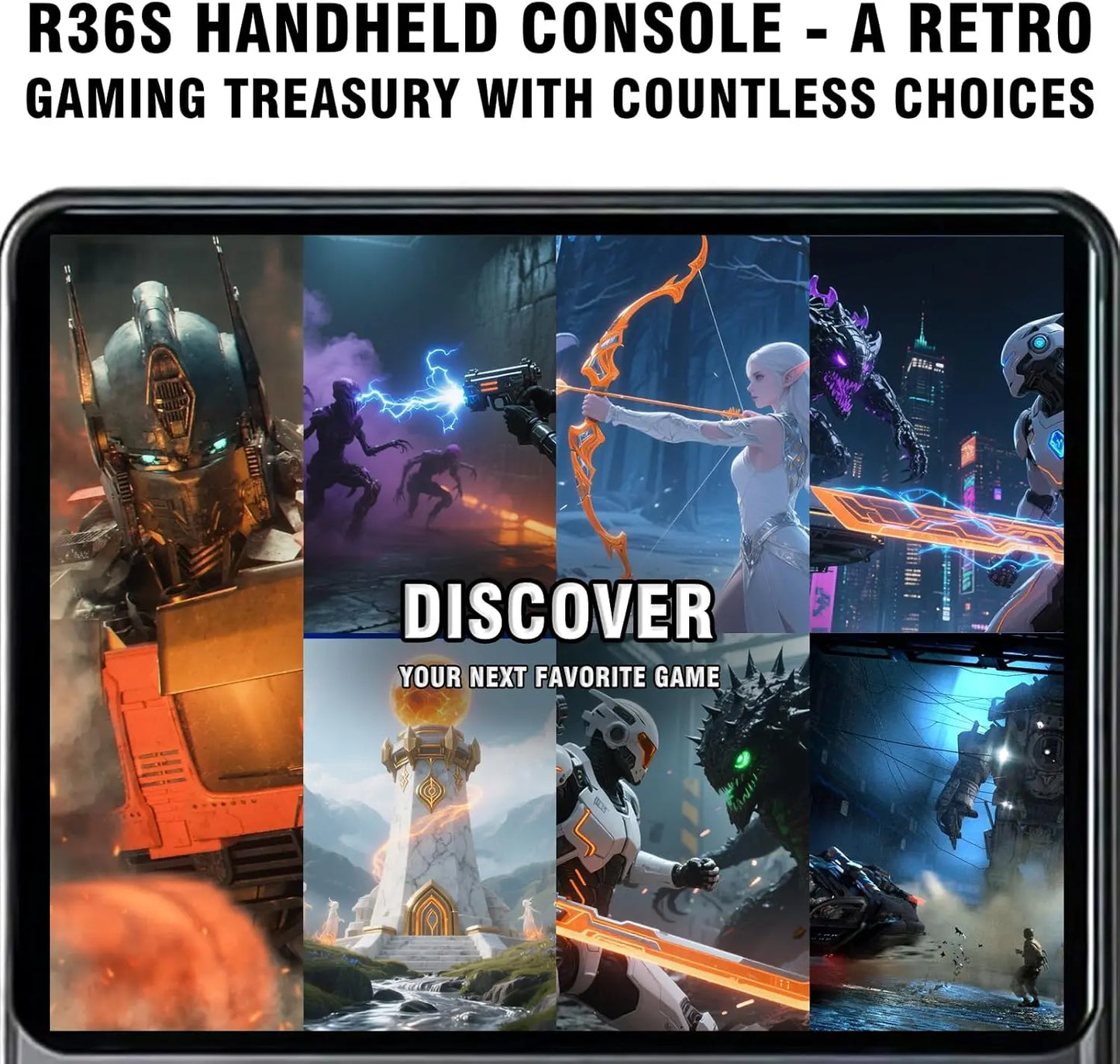 R36S Console de jeu portable avec écran de 3,5", système Linux open source et plus de 20 000 jeux, carte TF 64 Go intégrée - Expérience de jeu rétro ultime (violet)