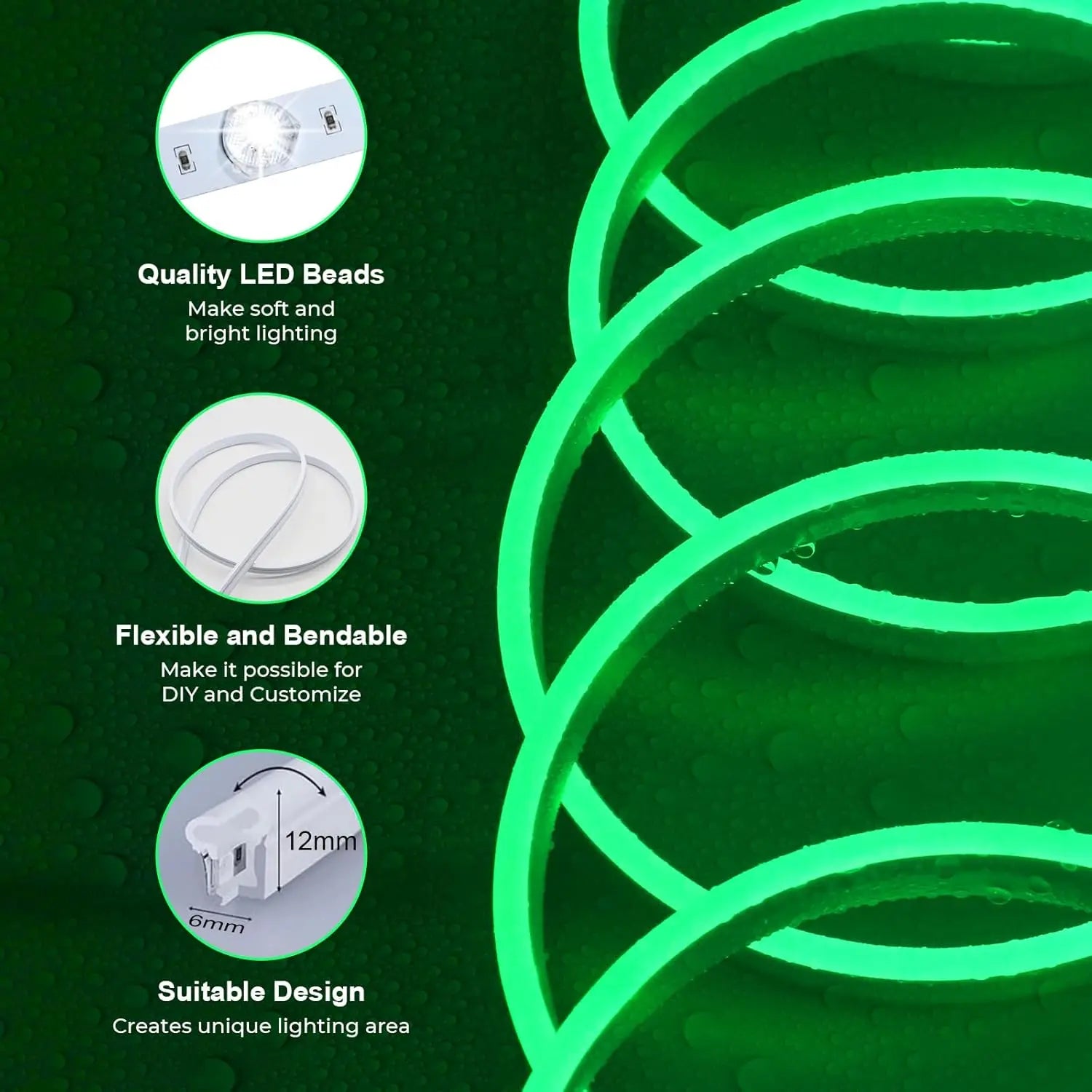 LUXONIC RGB Neon Ruban LED 10M, Bluetooth Etanche Bande LED Néon en Silicone avec Contrôle APP, Télécommande, Synchronisation de Musique, 24V Flexible Lumineuse Led pour Éclairage Intérieur et Extérie