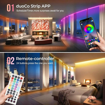 LUXONIC RGB Neon Ruban LED 10M, Bluetooth Etanche Bande LED Néon en Silicone avec Contrôle APP, Télécommande, Synchronisation de Musique, 24V Flexible Lumineuse Led pour Éclairage Intérieur et Extérie