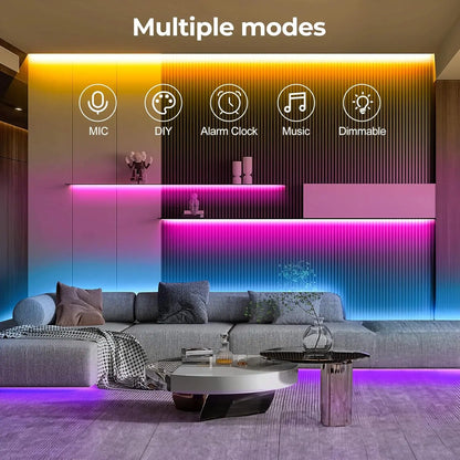 LUXONIC RGB Neon Ruban LED 10M, Bluetooth Etanche Bande LED Néon en Silicone avec Contrôle APP, Télécommande, Synchronisation de Musique, 24V Flexible Lumineuse Led pour Éclairage Intérieur et Extérie