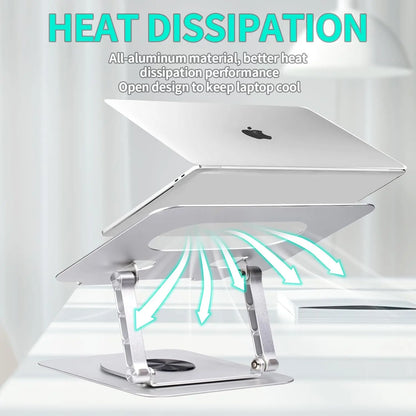 Crumya Support Ordinateur Portable – Support Rotatif à 360° pour PC, Pliable, Ergonomique, en Alliage d'aluminium.Compatible avec iPad, Ordinateurs Portables et tTablettes Jusqu'à 17 Pouces.