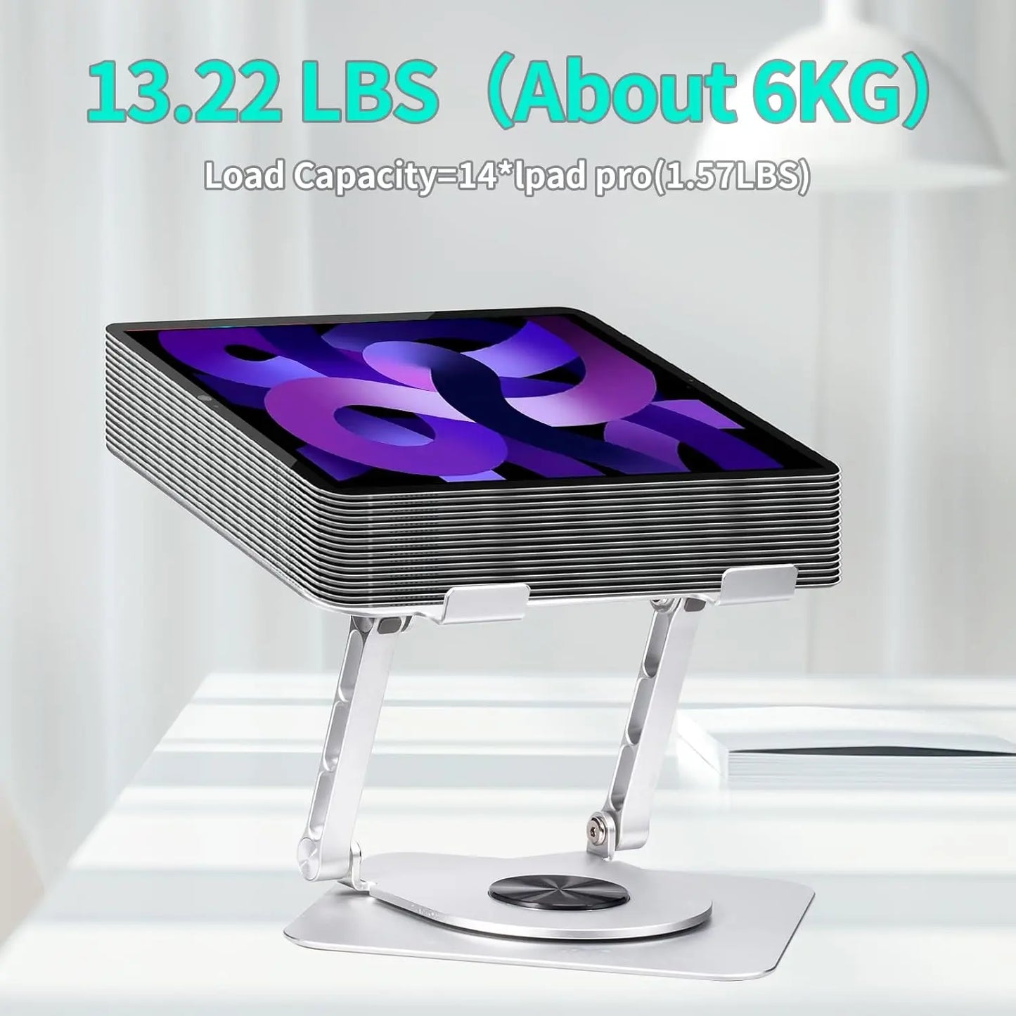 Crumya Support Ordinateur Portable – Support Rotatif à 360° pour PC, Pliable, Ergonomique, en Alliage d'aluminium.Compatible avec iPad, Ordinateurs Portables et tTablettes Jusqu'à 17 Pouces.