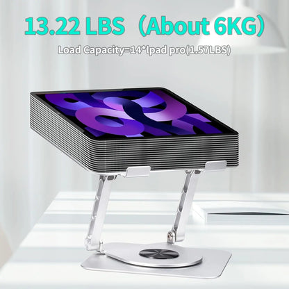 Crumya Support Ordinateur Portable – Support Rotatif à 360° pour PC, Pliable, Ergonomique, en Alliage d'aluminium.Compatible avec iPad, Ordinateurs Portables et tTablettes Jusqu'à 17 Pouces.