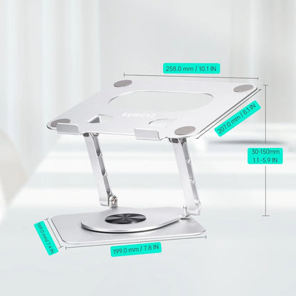 Crumya Support Ordinateur Portable – Support Rotatif à 360° pour PC, Pliable, Ergonomique, en Alliage d'aluminium.Compatible avec iPad, Ordinateurs Portables et tTablettes Jusqu'à 17 Pouces.