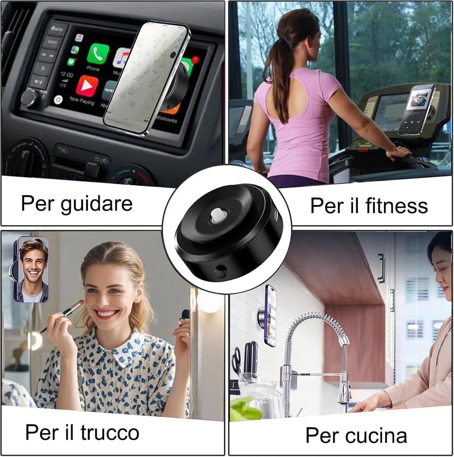 Support Telephone Voiture Magnetique pour MagSafe, Double ventouse innovante et design magnétique,Supports de montage pour voitures, gymnases, miroirs, cuisines, douches et toutes les surfaces lisses