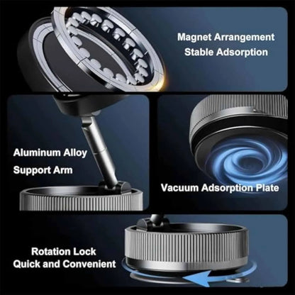 Shopellox Phone Mount, Shopellox 360° Adjustable Vacuum Magnetic Phone Holder, Foldable and Retractable Hands Free Phone Mount for Makeup/Gym/Mirror, Fit for All Smartphones (Black)