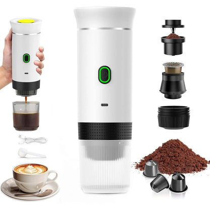 VHV Machine à Café Portable de Voyage,Chauffage Rapide 3 En 1 Cafetiere Portable 12V, Auto-Chauffage de 4 à 6 Minutes, Grandes Capsules, Café Moulu, Pour Le Camping, Bureau, Maison, Voiture (Noir)