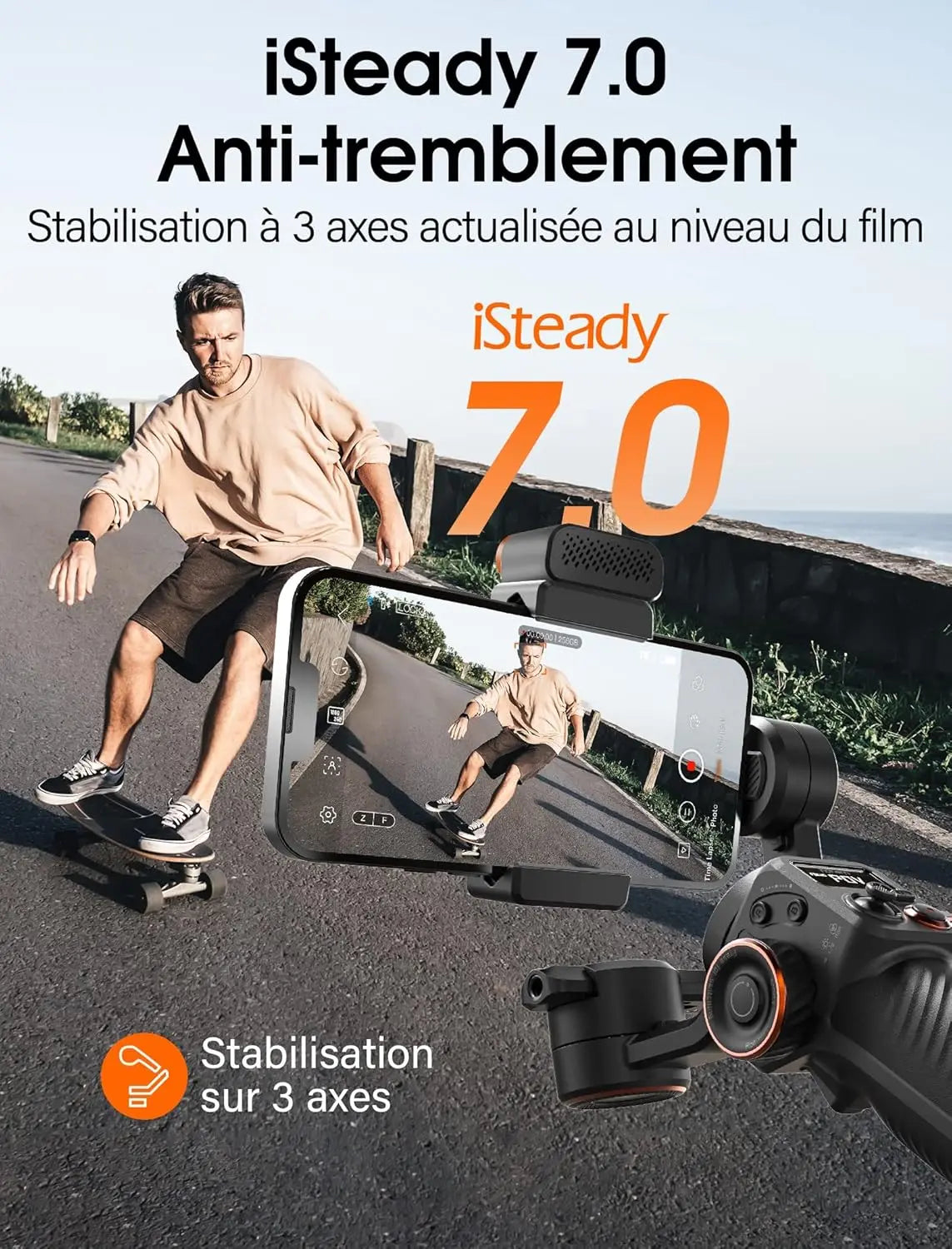 hohem iSteady M6 Kit Stabilisateur Smartphone, Gimbal Stabilisateur à 3 Axes avec Capteur de Vision AI/Lumière de Remplissage CCT/RGB, Gimbal pour Vlog Youtube, Charge utile 400g pour iPhone&Android