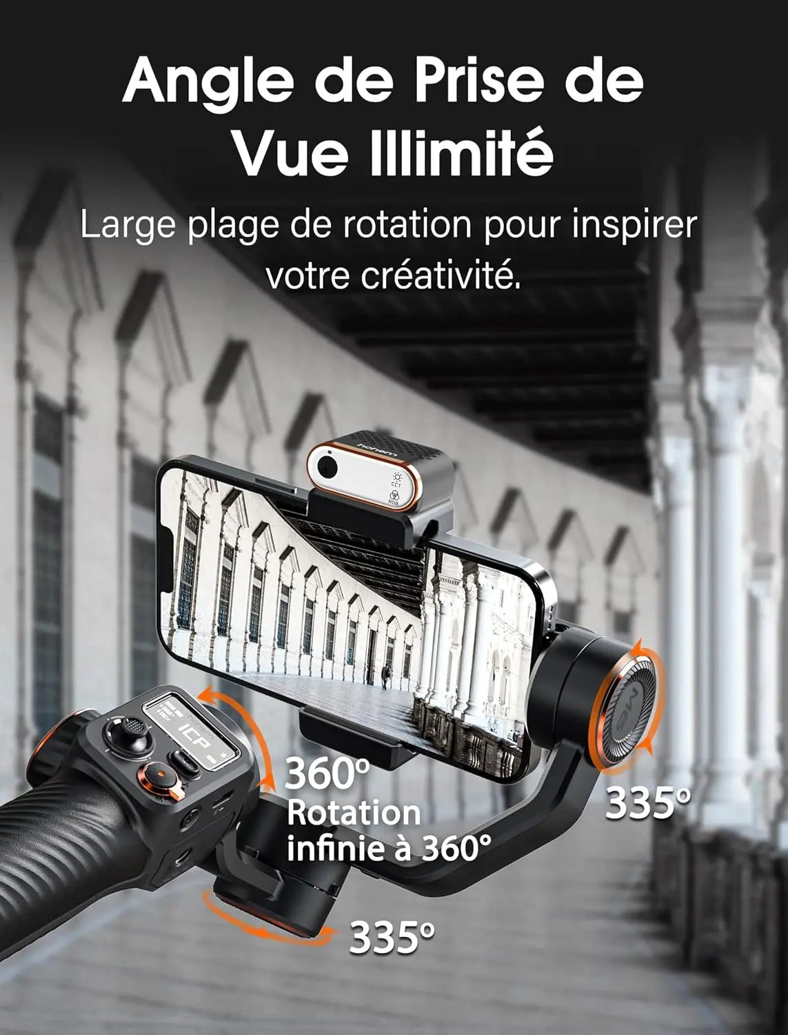 hohem iSteady M6 Kit Stabilisateur Smartphone, Gimbal Stabilisateur à 3 Axes avec Capteur de Vision AI/Lumière de Remplissage CCT/RGB, Gimbal pour Vlog Youtube, Charge utile 400g pour iPhone&Android