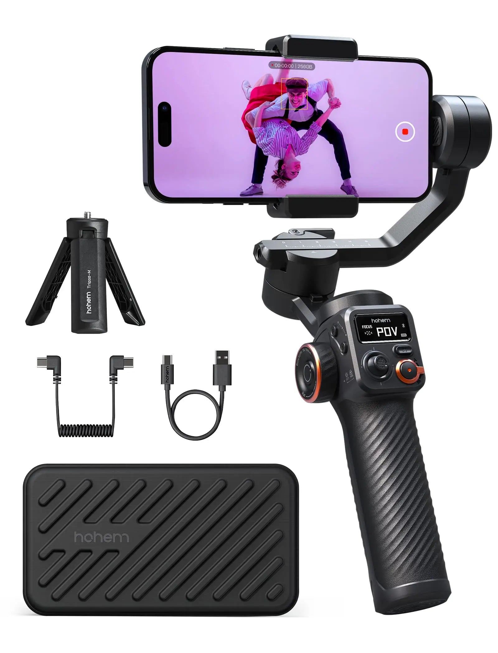 hohem iSteady M6 Kit Stabilisateur Smartphone, Gimbal Stabilisateur à 3 Axes avec Capteur de Vision AI/Lumière de Remplissage CCT/RGB, Gimbal pour Vlog Youtube, Charge utile 400g pour iPhone&Android