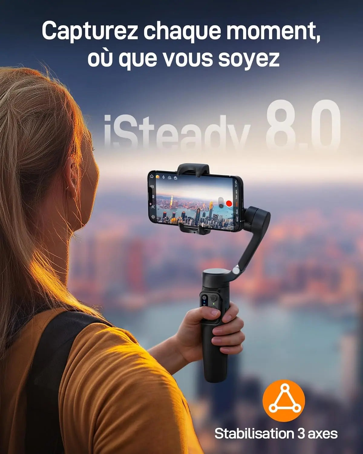 hohem iSteady X3 SE Gimbal Smartphone, 3 Axes Stabilisateur de Cardan, Design léger et Pliable avec télécommande détachable, Batterie de 11H, Parfait pour Le vlogging, Les Selfies et Les Voyages