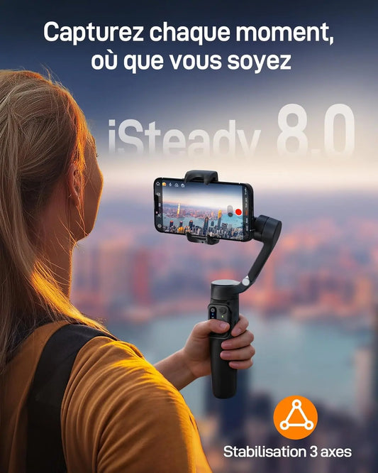 hohem iSteady X3 SE Gimbal Smartphone, 3 Axes Stabilisateur de Cardan, Design léger et Pliable avec télécommande détachable, Batterie de 11H, Parfait pour Le vlogging, Les Selfies et Les Voyages