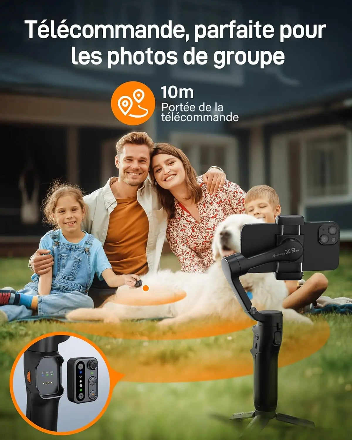 hohem iSteady X3 SE Gimbal Smartphone, 3 Axes Stabilisateur de Cardan, Design léger et Pliable avec télécommande détachable, Batterie de 11H, Parfait pour Le vlogging, Les Selfies et Les Voyages