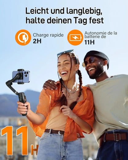 hohem iSteady X3 SE Gimbal Smartphone, 3 Axes Stabilisateur de Cardan, Design léger et Pliable avec télécommande détachable, Batterie de 11H, Parfait pour Le vlogging, Les Selfies et Les Voyages
